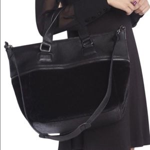 BCBG Black Faux Fur Handbag